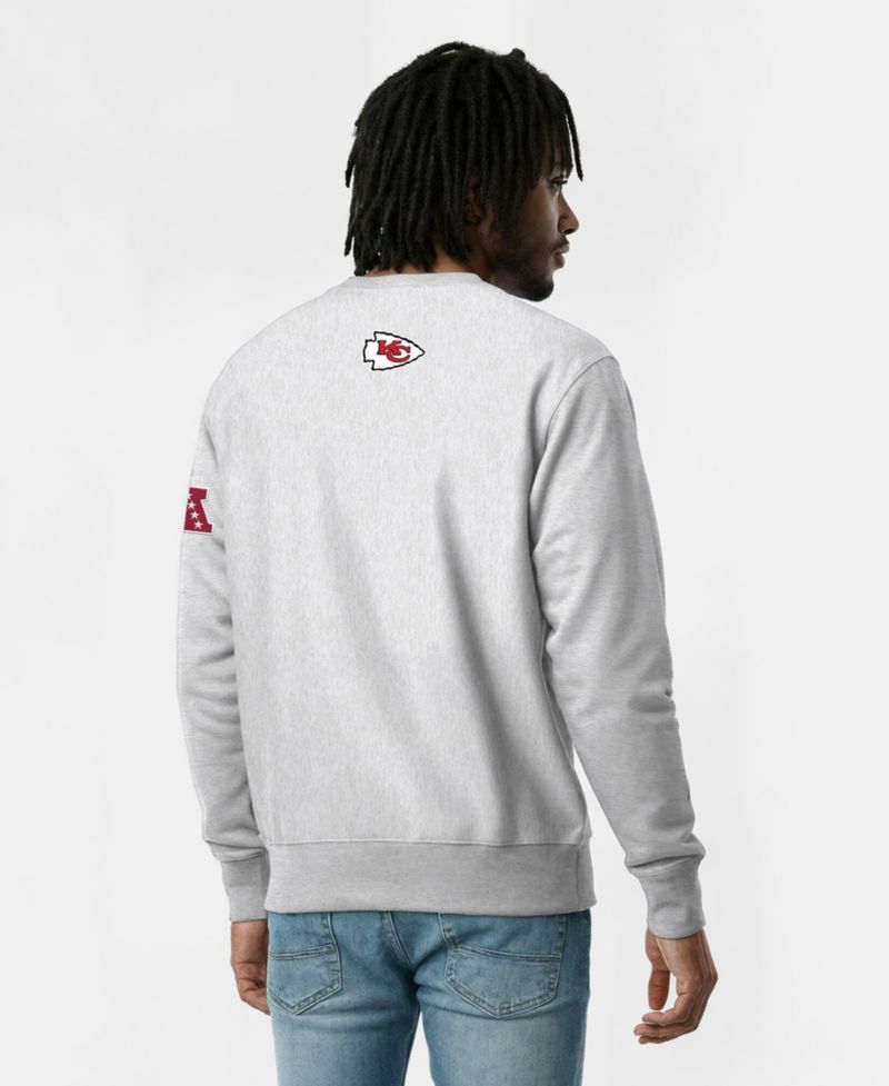 Men's Silver Kansas City Chiefs Disney X Champion Reverse Weave Fleece Crewneck Sweatshirt