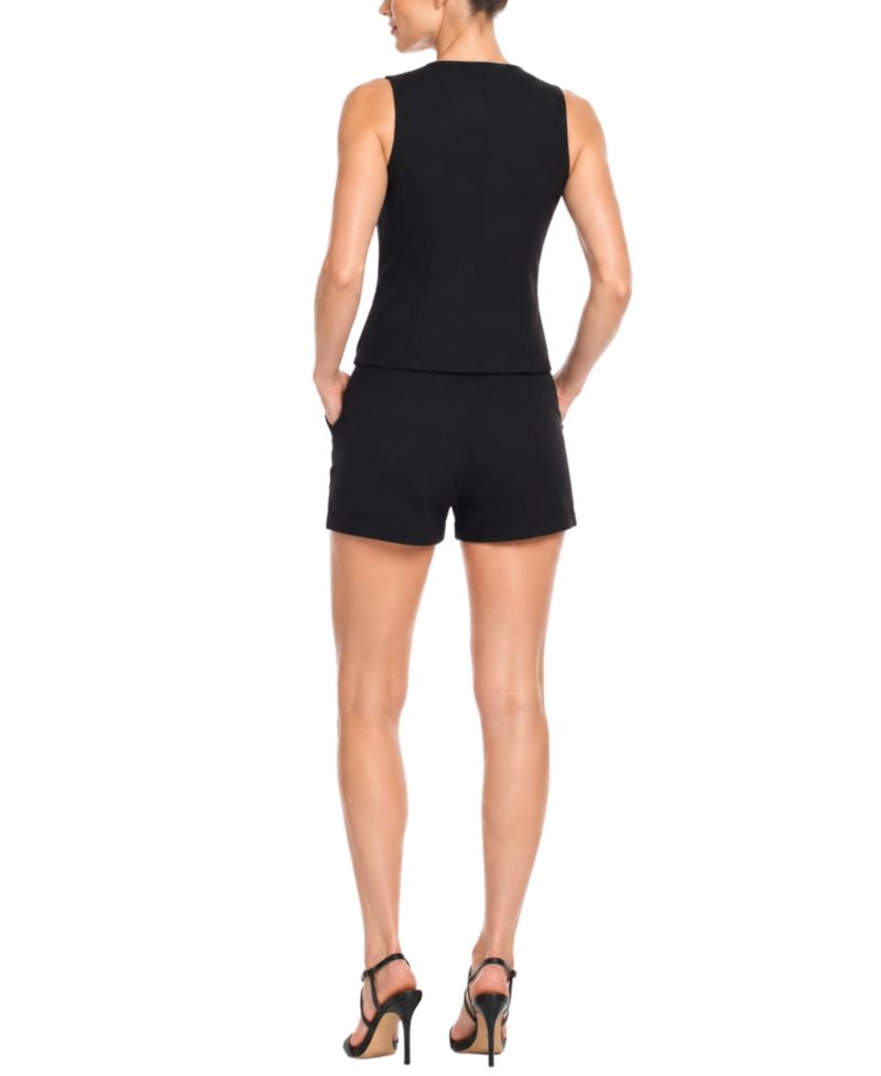 Women's Tailored Button-Front Vest and Shorts Set