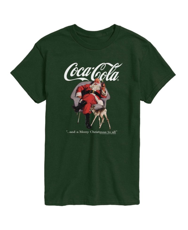 Men's Coca-Cola Christmas Sants and Deer Short-Sleeve Graphic T-Shirt