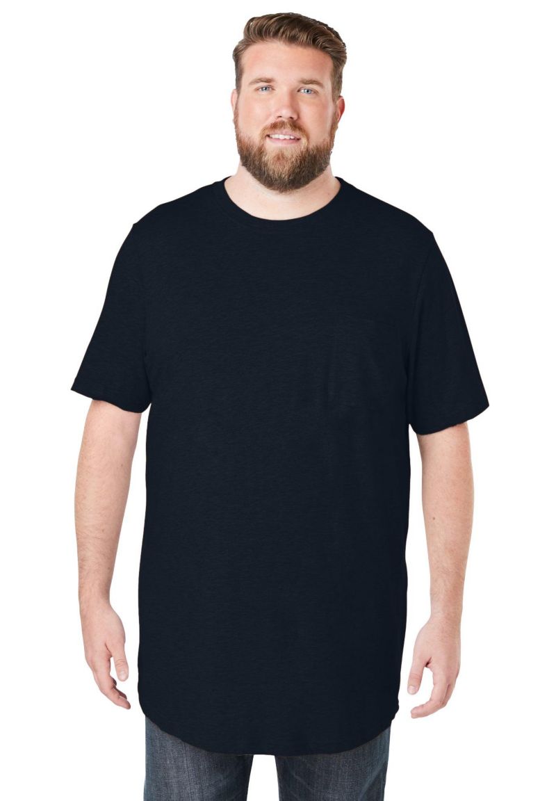 Men's Shrink-Less Lightweight Longer-Length Crewneck Pocket T-Shirt