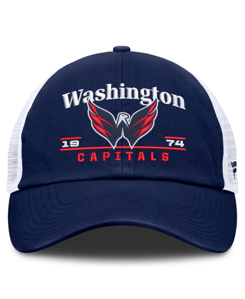 Men's Navy Washington Capitals Fundamental Underline Trucker Adjustable Hat