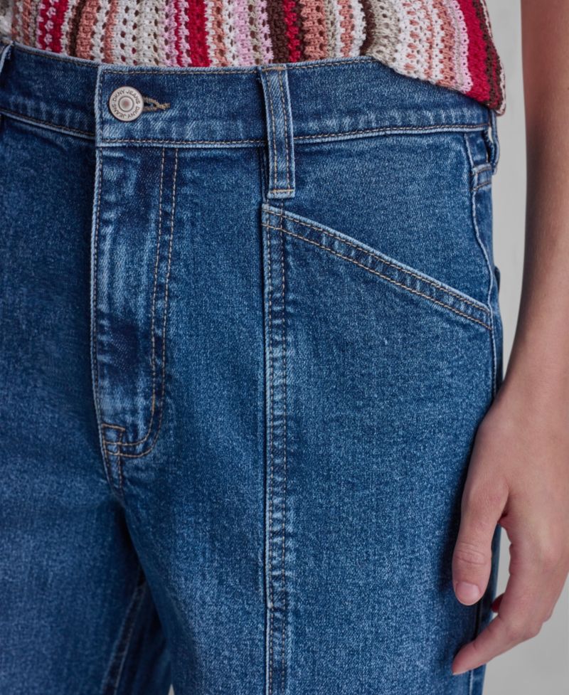 Women's High Rise Cropped Wide Leg Utility Jeans