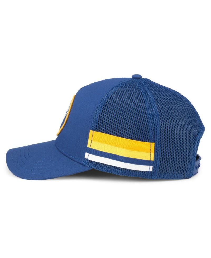 Men's Royal Buffalo Sabres HotFoot Side Stripes Adjustable Trucker Hat