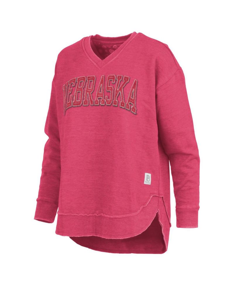Women's Scarlet Nebraska Huskers Westin Poncho V-Neck Pullover Sweatshirt