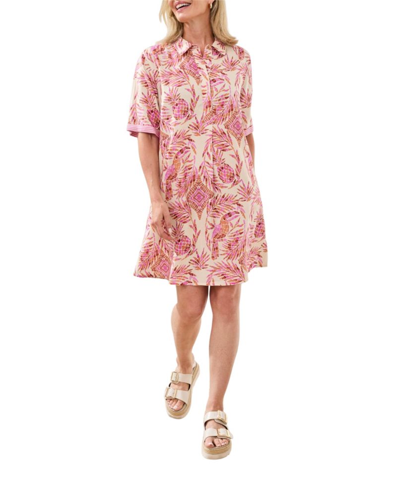 Women's Rayon Linen Button-Front Dress