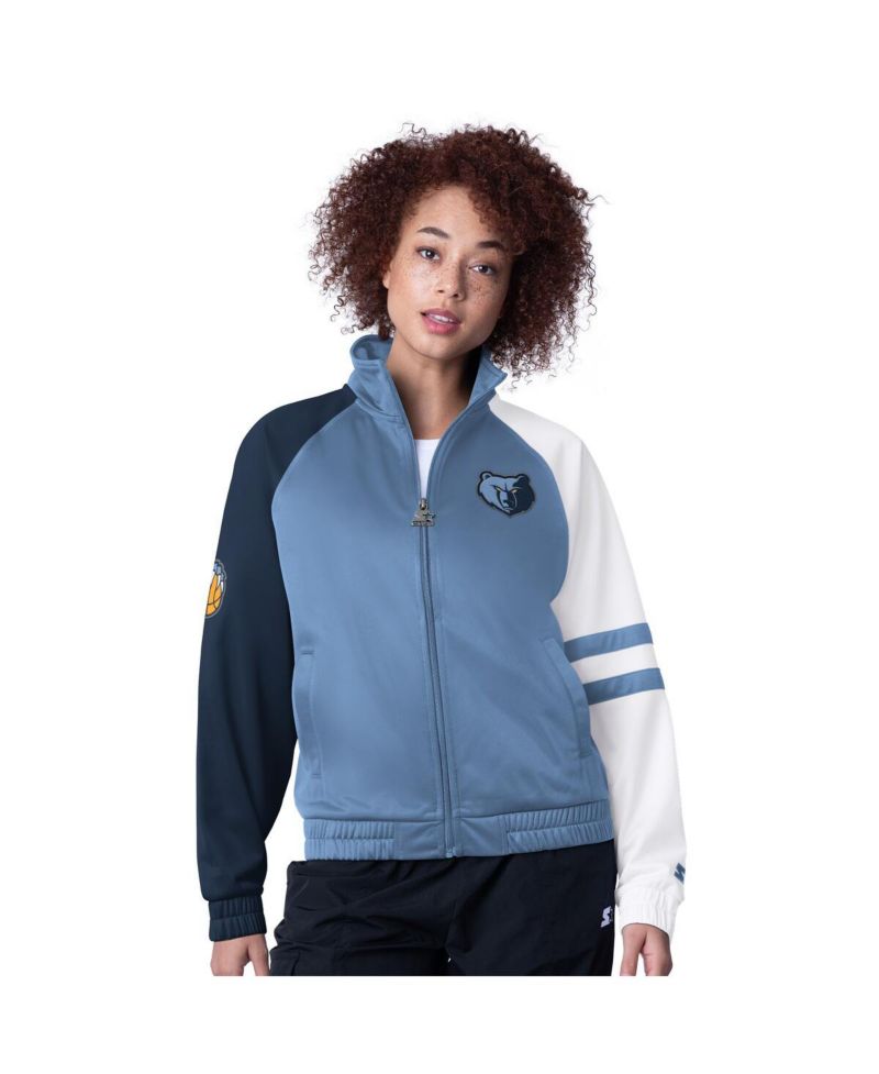 Women's Light Blue Memphis Grizzlies Line Up Dolman Raglan Full-Zip Track Jacket