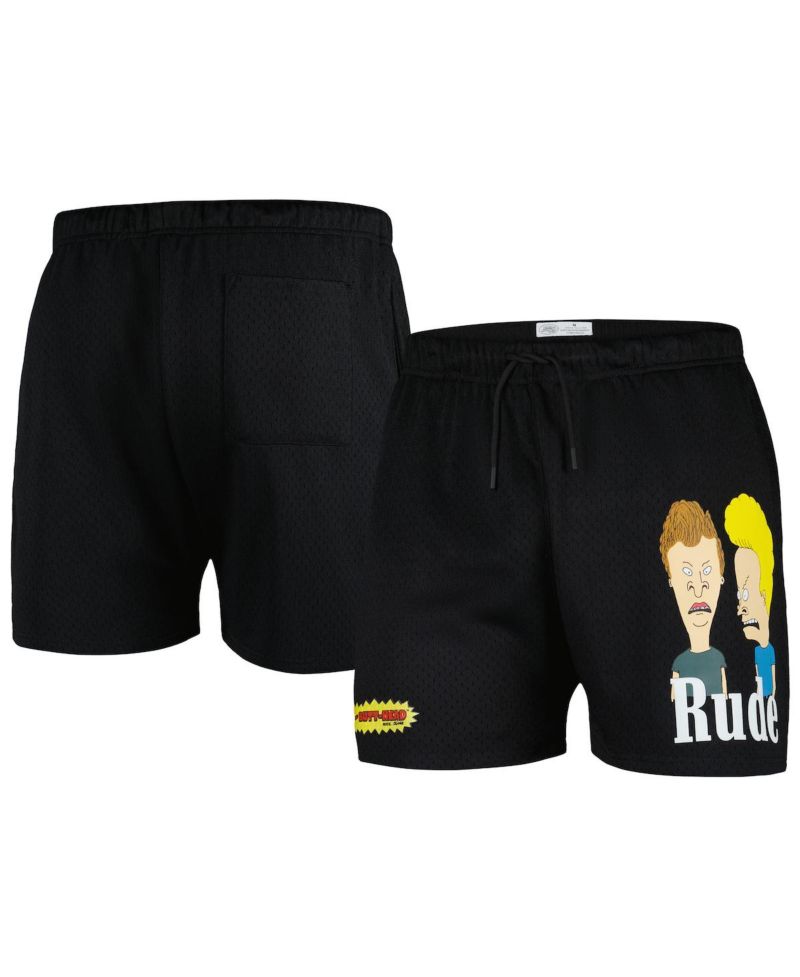 Men's Black Beavis and Butt-Head Rude Mesh Shorts