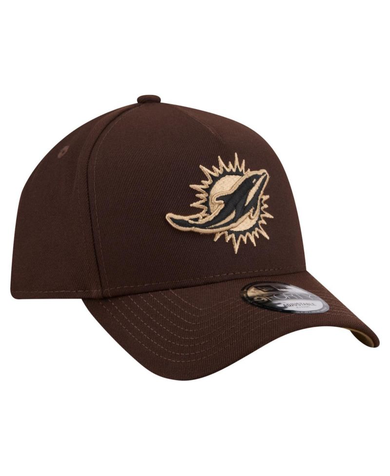 Men's Dark Brown Miami Dolphins Burnt Wood A-Frame 9FORTY Adjustable Hat