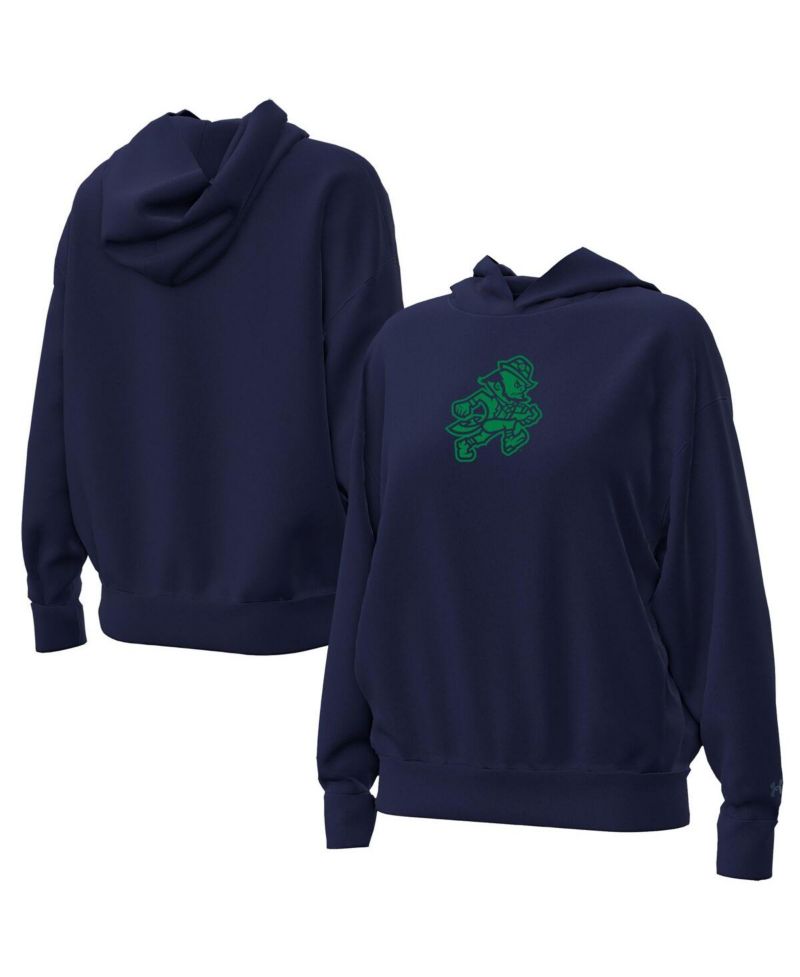 Women's Navy Notre Dame Fighting Irish Leprechaun Icon Fleece Pullover Hoodie