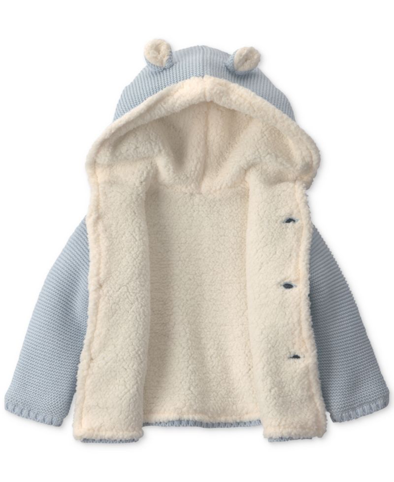 Baby Boys' and Baby Girls' Bear Sweater Knit Hooded Jacket
