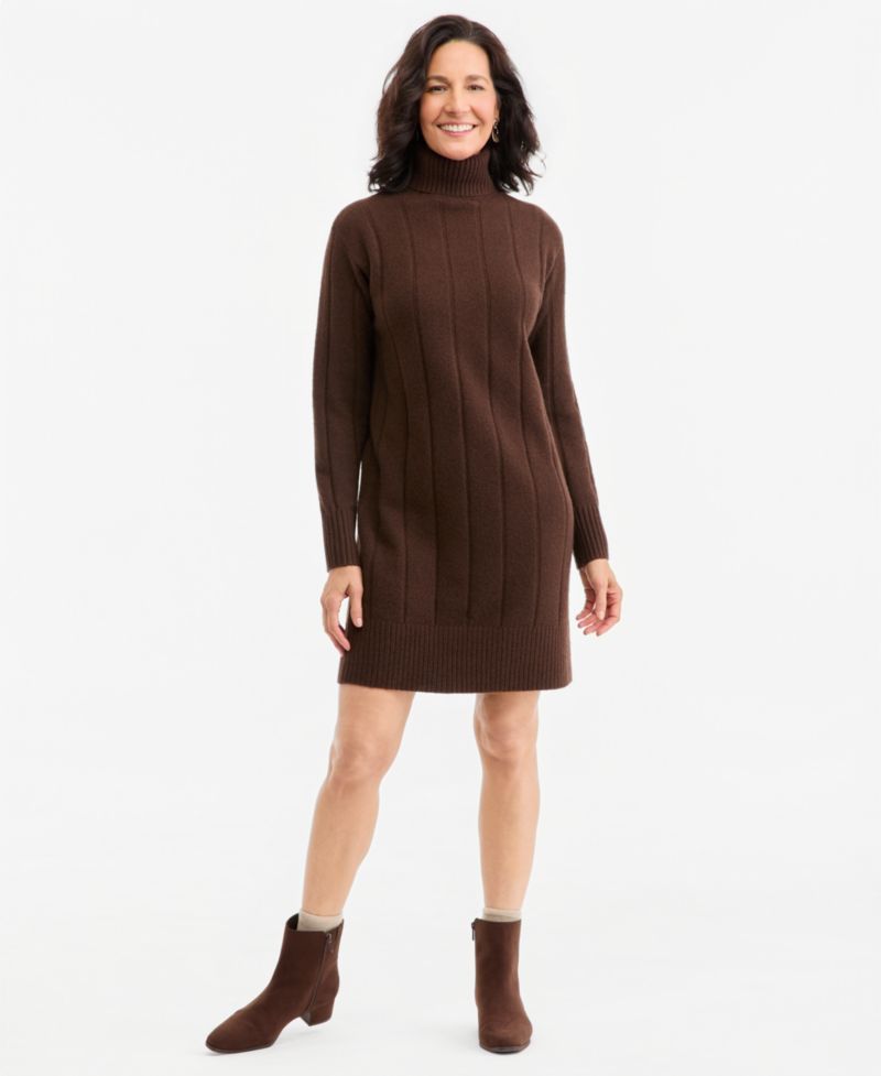 Petite Luxsoft Long-Sleeve Turtleneck Sweater Dress, Macy's Exclusive