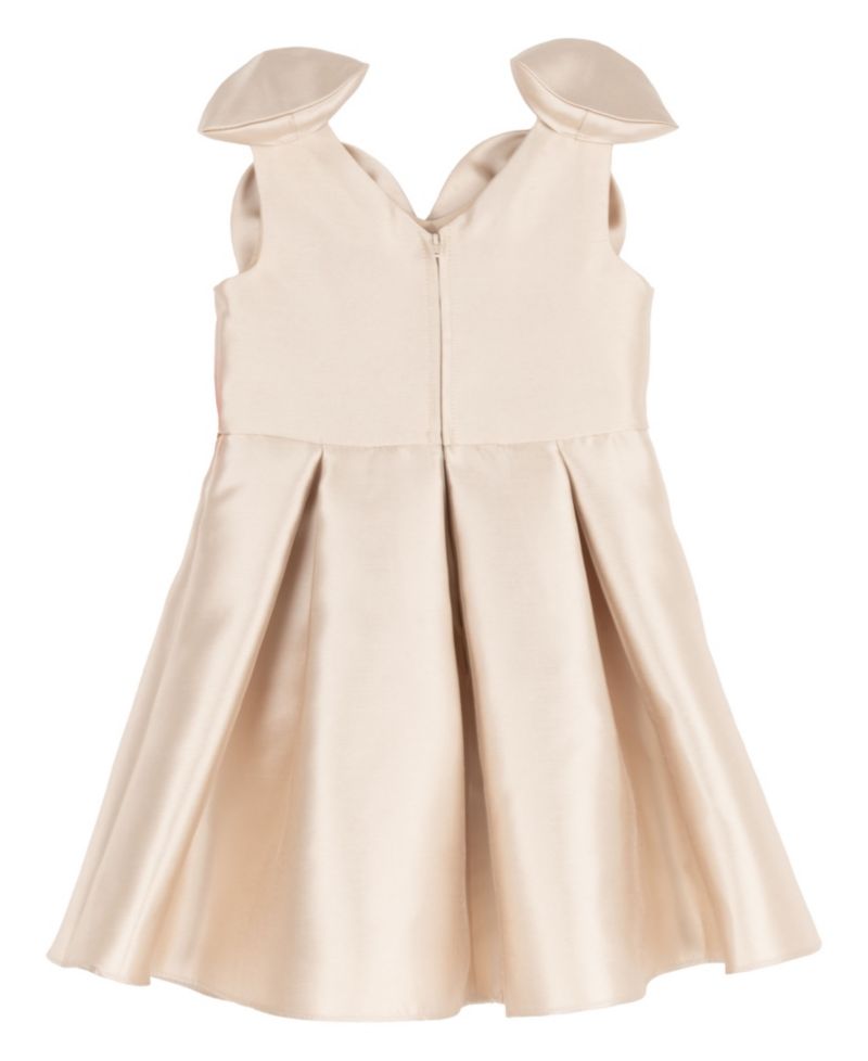 Girls' 2T-6X Mikado Bow Shoulder Pleated Dress