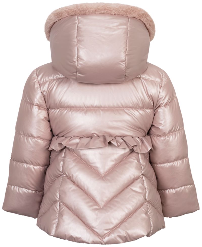Baby Girls' Metallic Fit & Flare Hooded Coat