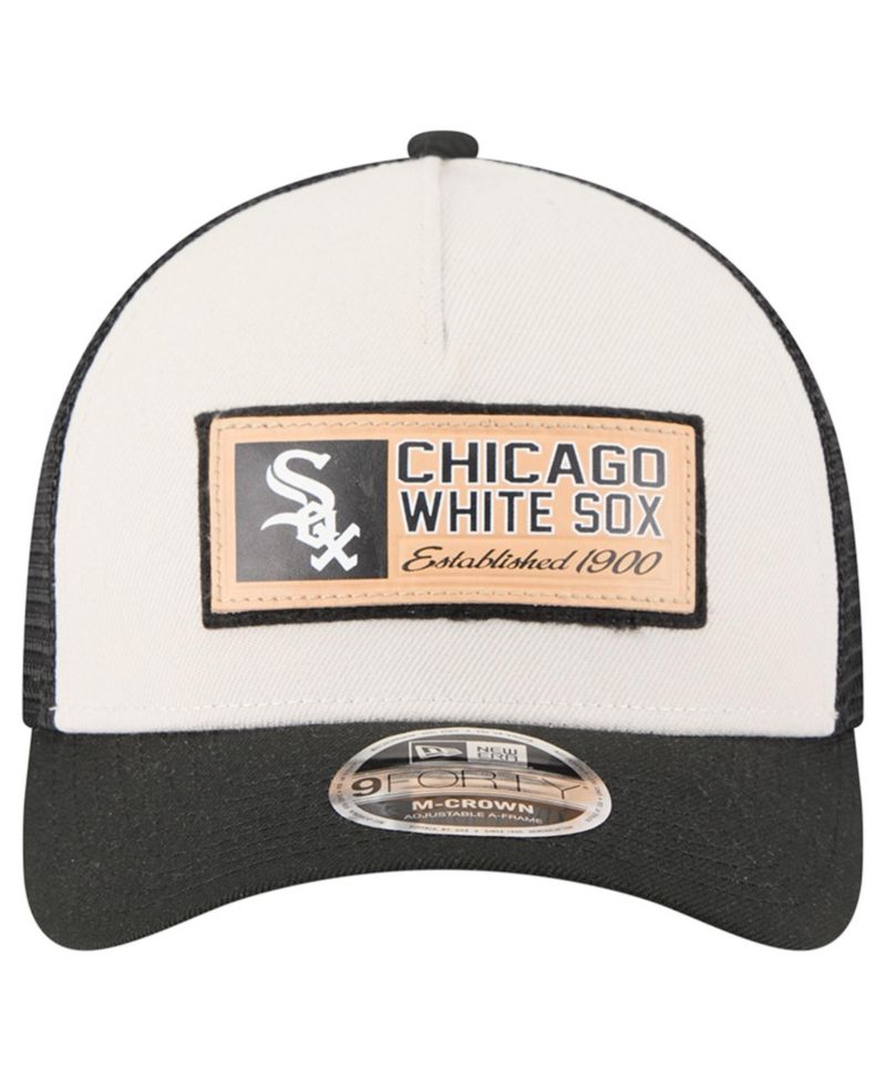 Men's Stone/Black Chicago White Sox Text A-Frame Trucker 9FORTY Hat