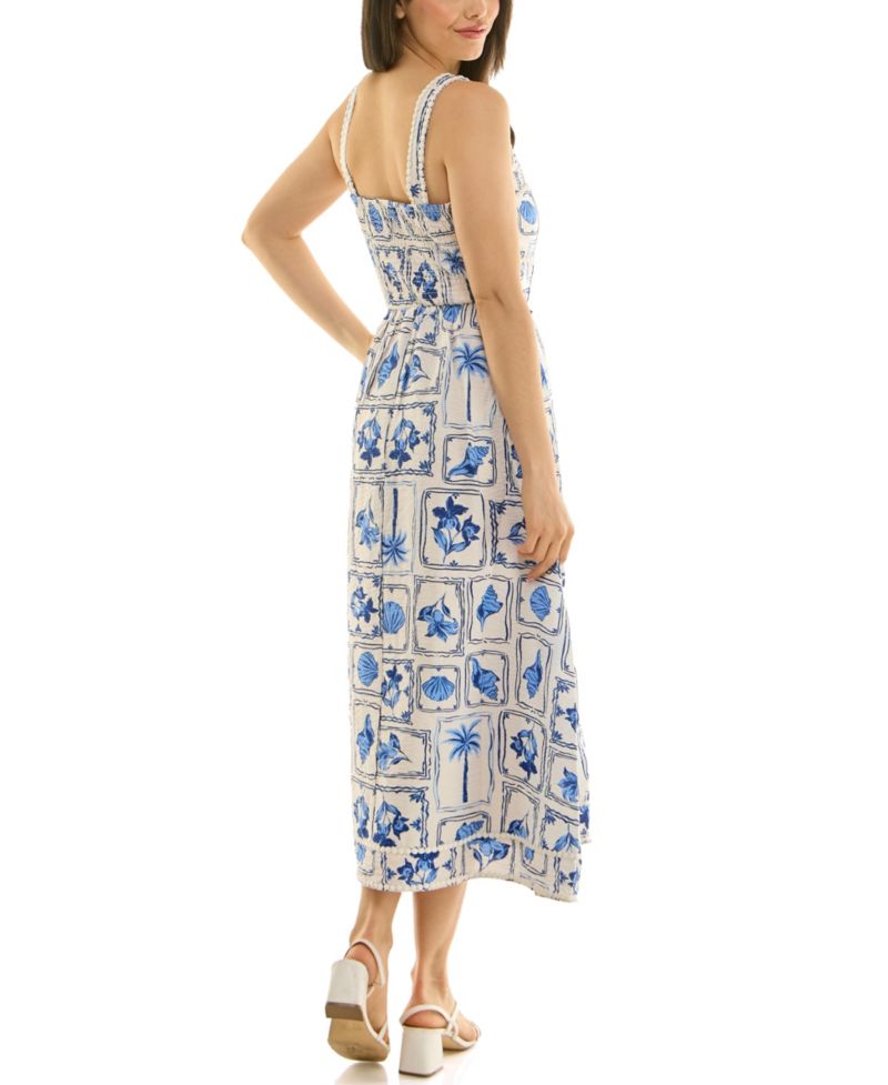 Juniors' V-Neck Printed Midi Dress