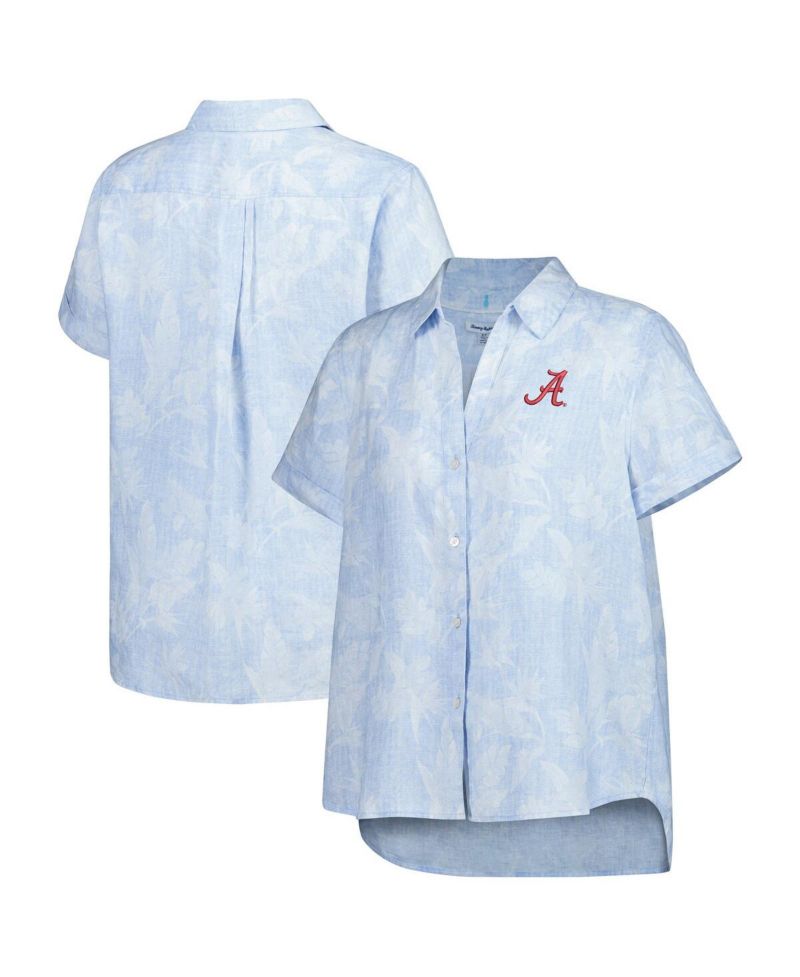Women's Light Blue Alabama Crimson Tide Legacy Leaves Camp Button-Up Shirt