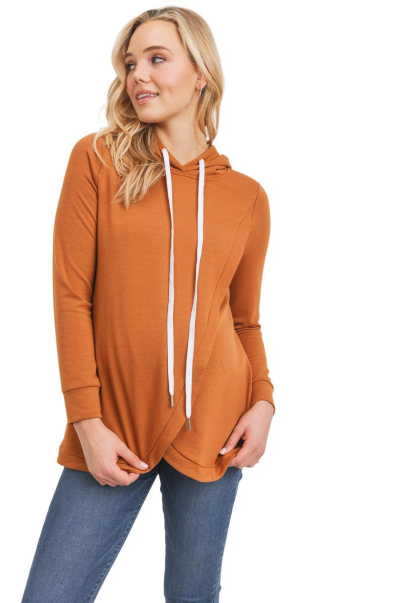 Maternity Crossover Drawstring Nursing Hoodie