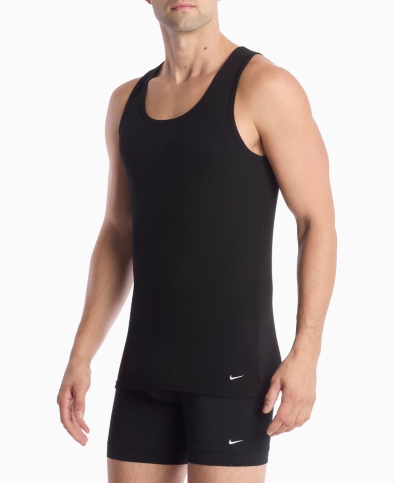 Men's Essential Stretch Ribbed Tank Undershirts, 2-Pack
