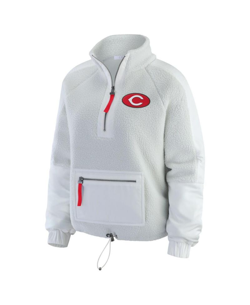 Women's Gray Cincinnati Reds Polar Fleece Quarter-Zip Jacket
