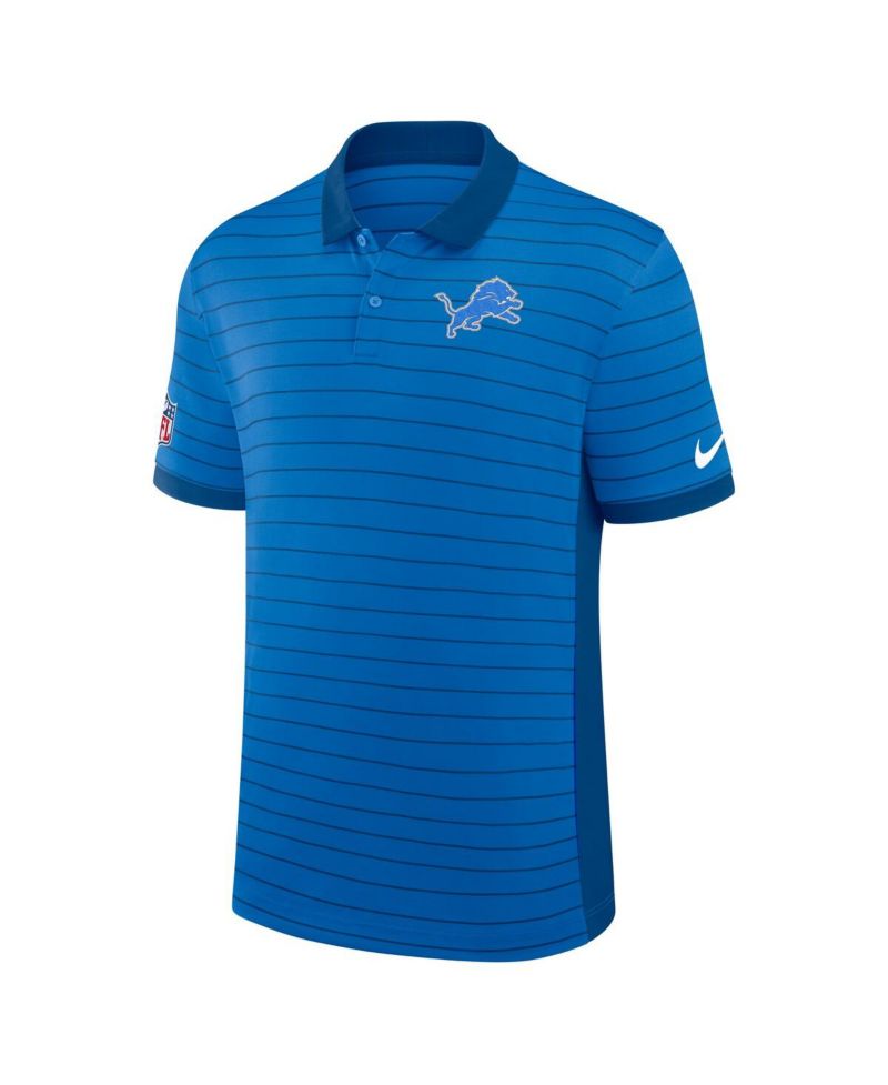 Men's Blue Detroit Lions Sideline Victory Stripe Performance Polo Shirt