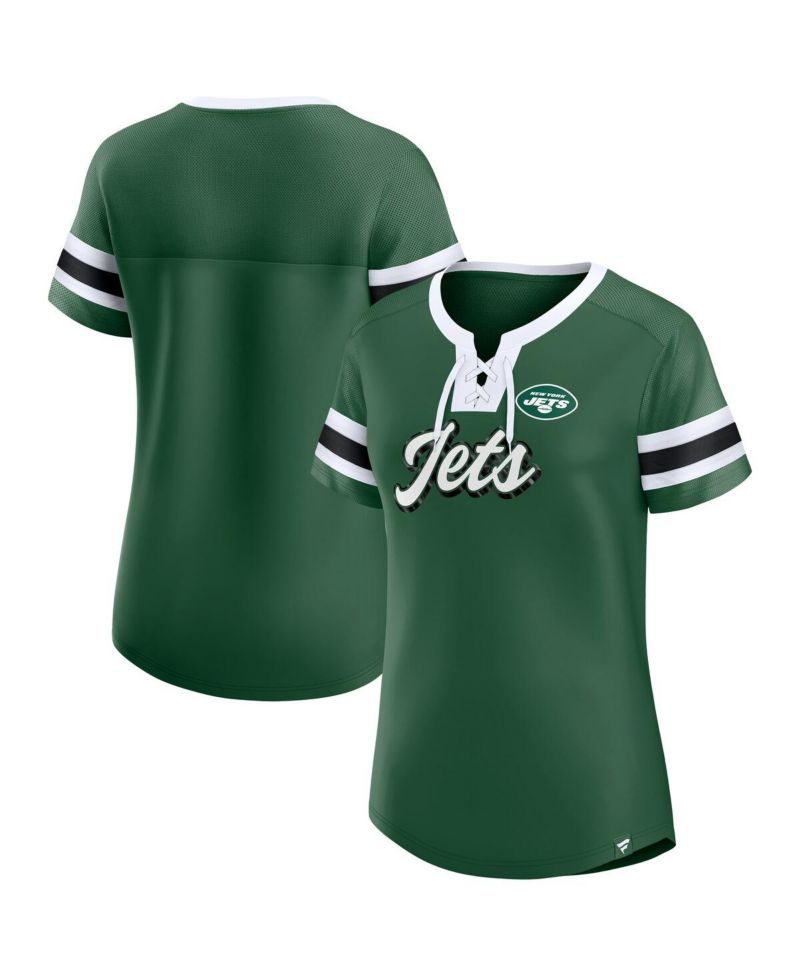 Women's Green New York Jets Original State Lace-Up T-Shirt