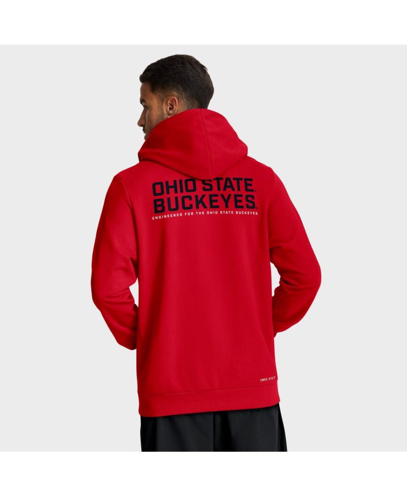Men's Scarlet Ohio State Buckeyes 2025 Sideline Performance Full-Zip Hoodie