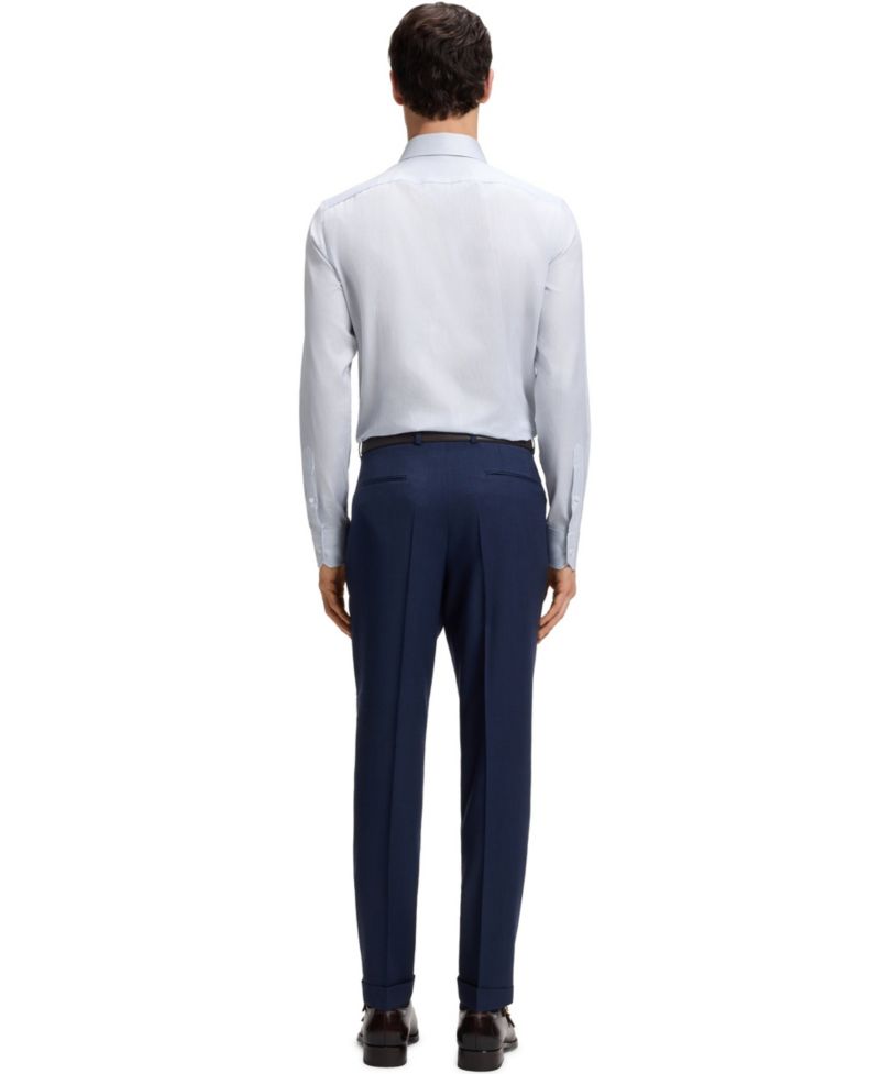 Men's Cotton Slim-Fit Striped Dress Shirt