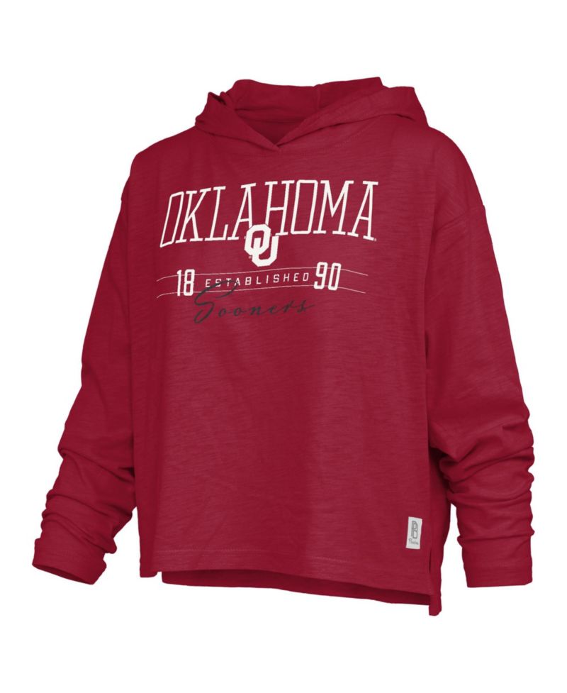 Women's Crimson Oklahoma Sooners Castillo Slub Waist Length Long Sleeve Hooded T-Shirt