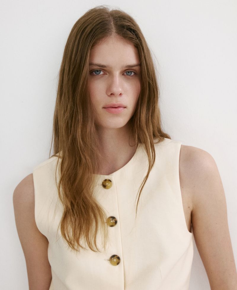 Women's Buttons And Pockets Vest