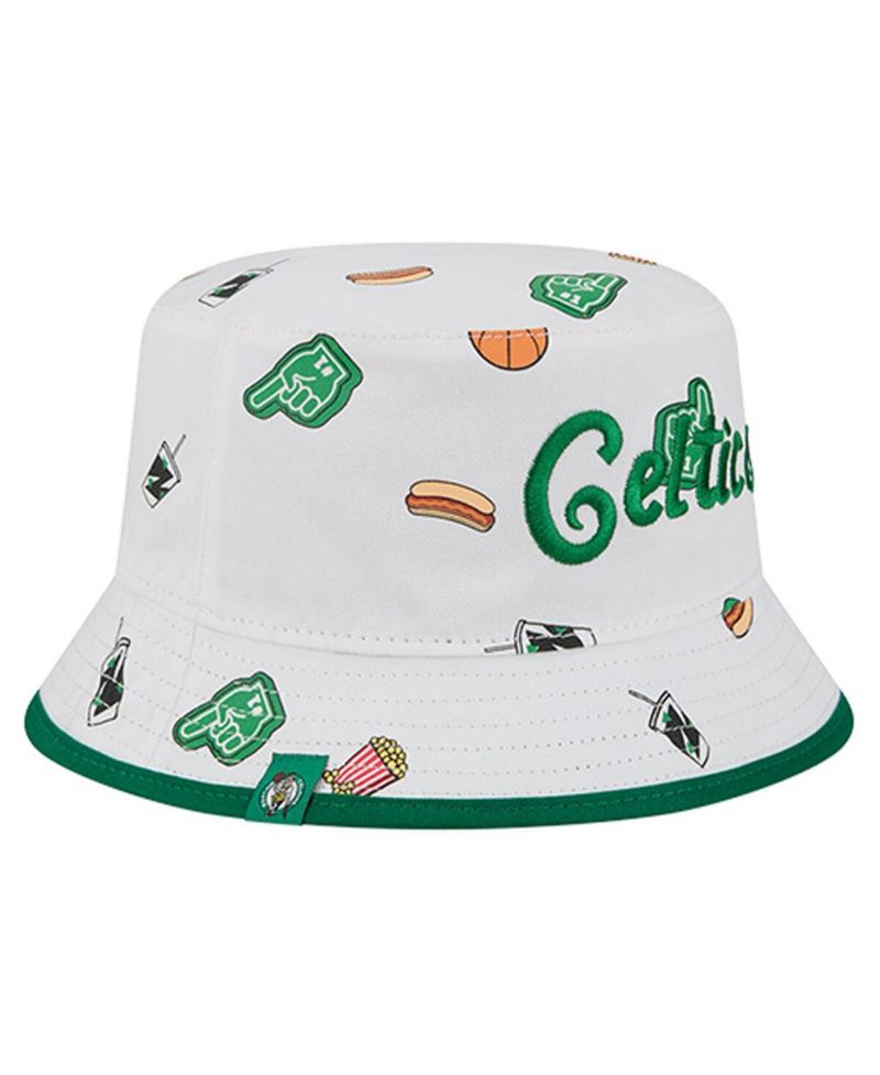 Men's White Boston Celtics Team Cheer Reversible Bucket Hat