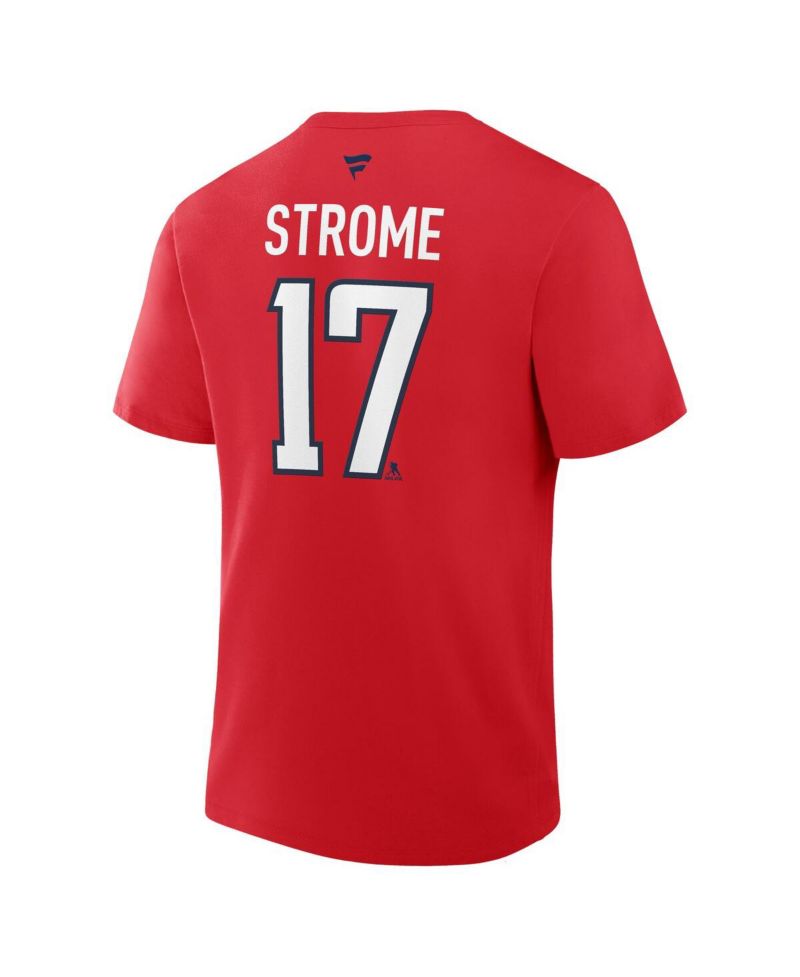 Men's Dylan Strome Red Washington Capitals Authentic Stack Name & Number T-Shirt
