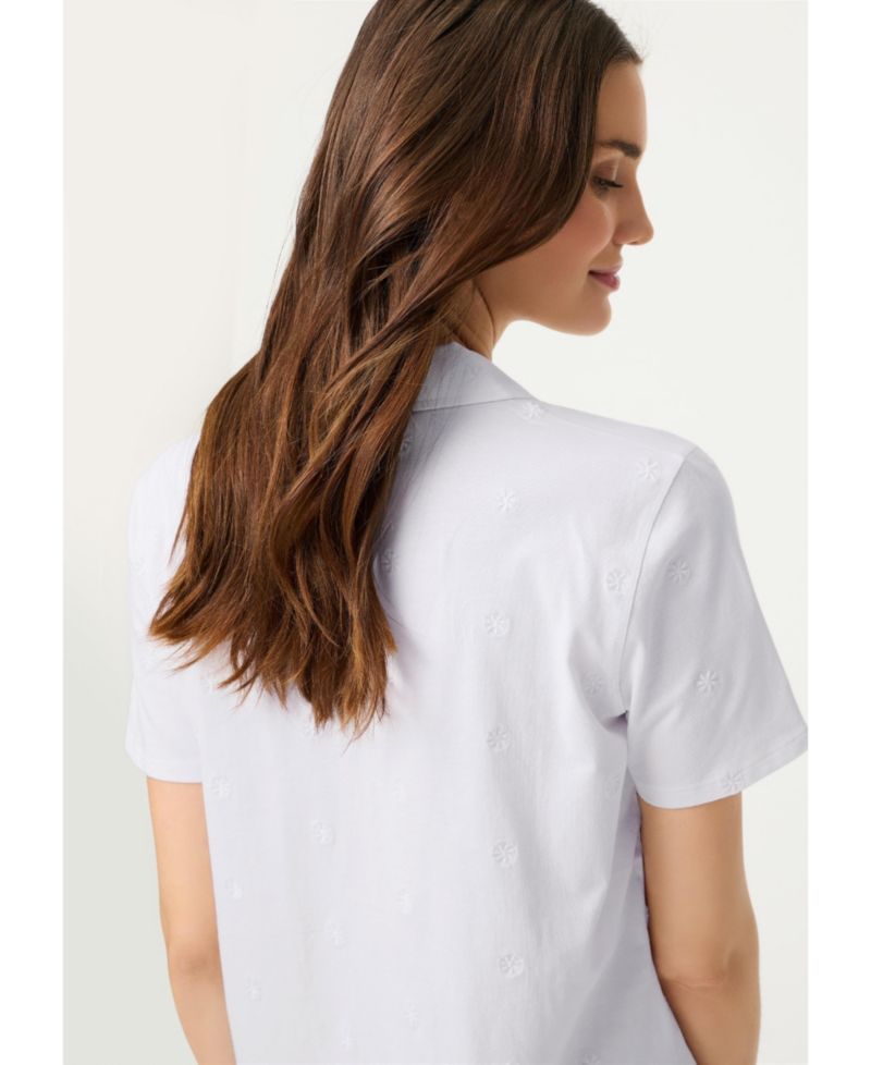 Women's Embroidered Polo Henley T-Shirt