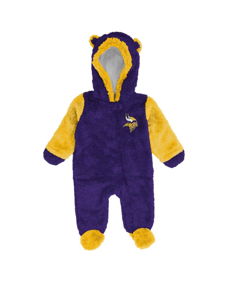 Baby Boys and Girls Purple Minnesota Vikings Teddy Fleece Bunting Full-Zip Sleeper