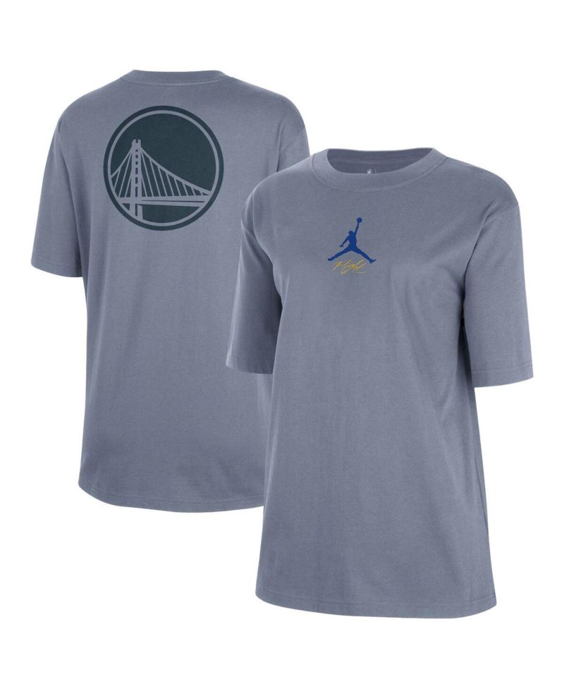 Women's Ash Golden State Warriors Courtside Statement Edition Boyfriend T-Shirt