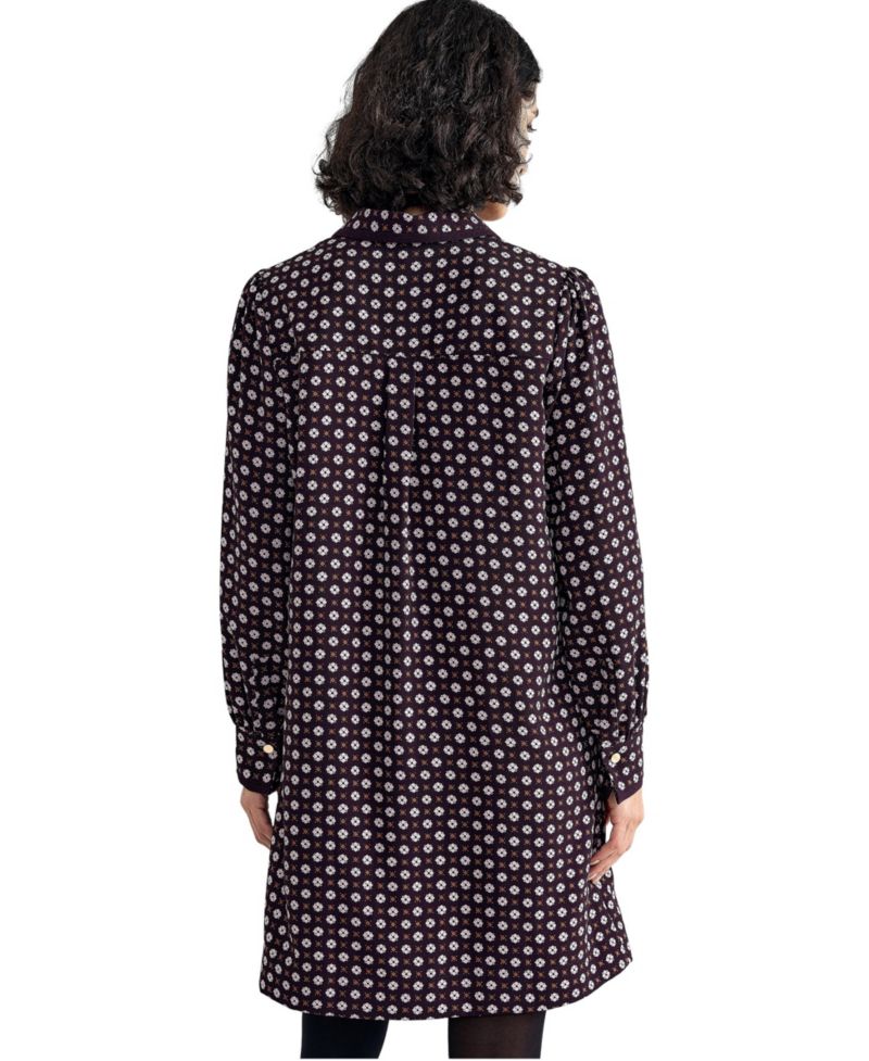 Women's Pamela Foulard A-Line Long-Sleeve Dress