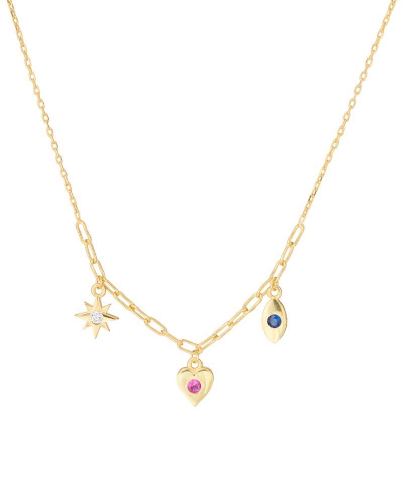 Cubic Zirconia Starburst Necklace (0.12 ct. t.w.) in 14k Gold Over Sterling Silver