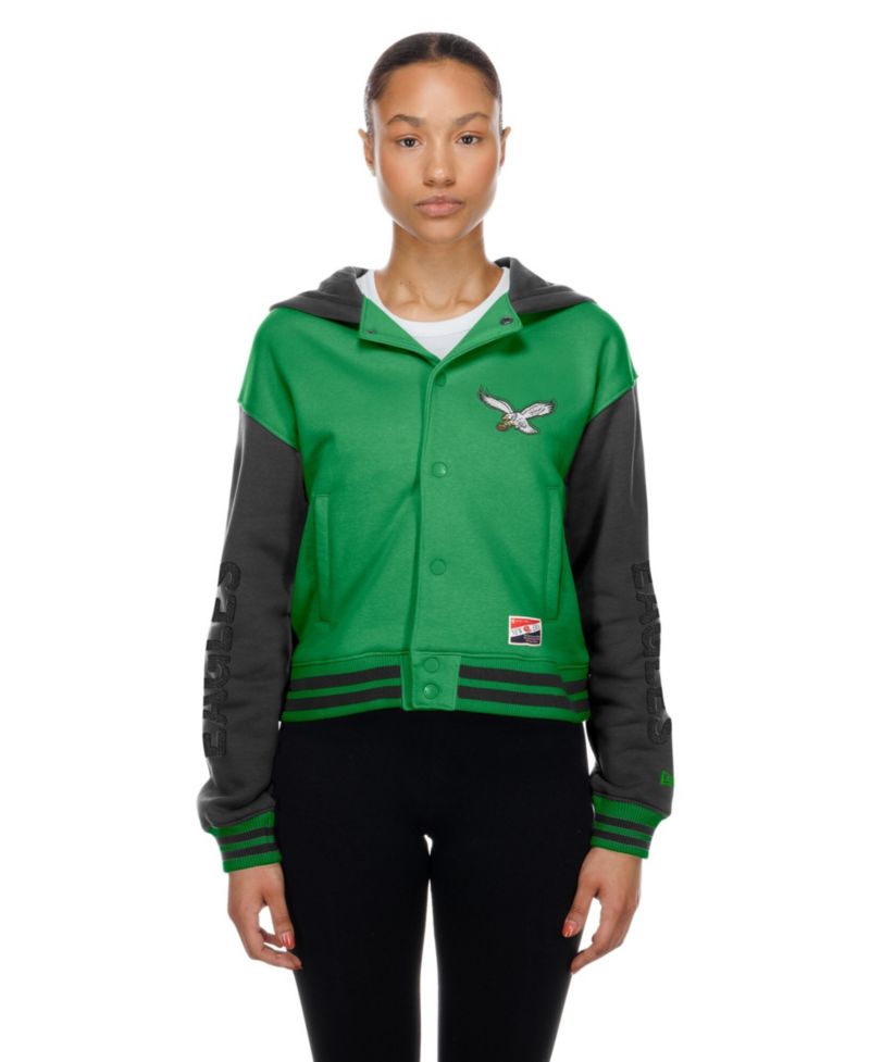Women's Kelly Green Philadelphia Eagles Throwback Full-Snap Hooded Jacket