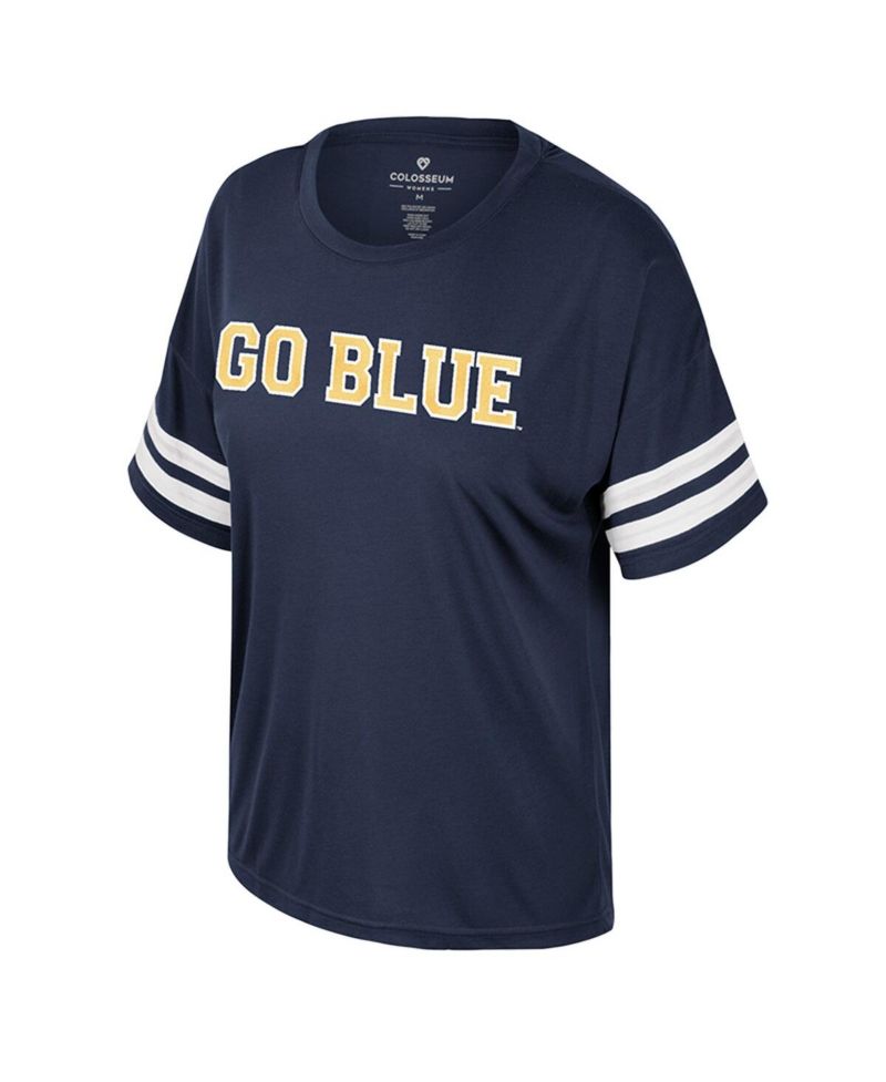 Women's Navy Michigan Wolverines Treasure Oversized Sequin T-Shirt