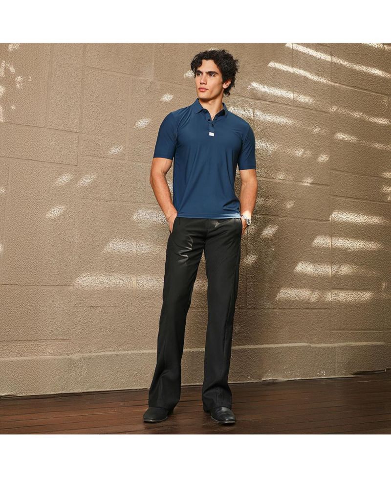 Men's Navy Blue Seamless Solid Polo T-Shirt