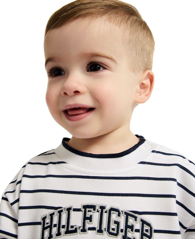 Baby Boys' Striped French Terry T-Shirt and Shorts, 2-Piece Set