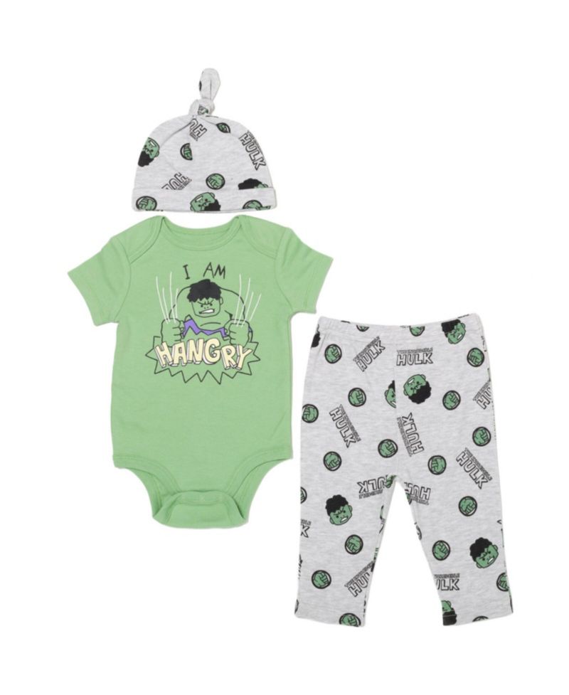 Baby Boys Bodysuit Pants and Hat 3 Piece Outfit Set