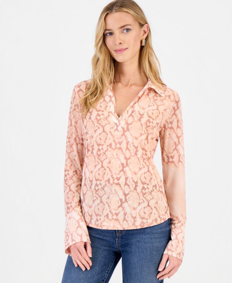Plus Size Johnny-Collar Top