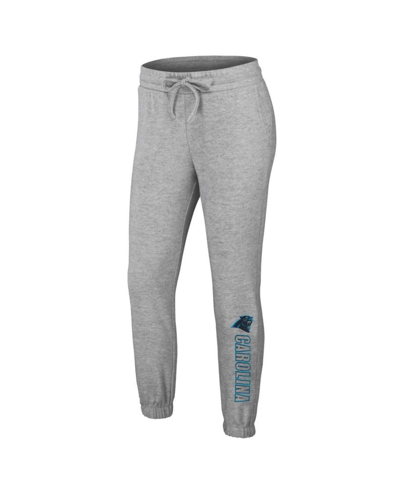 Women's 2-Piece Heather Gray Carolina Panthers Knit Long Sleeve Tri-Blend T-Shirt and Pants Sleep Set