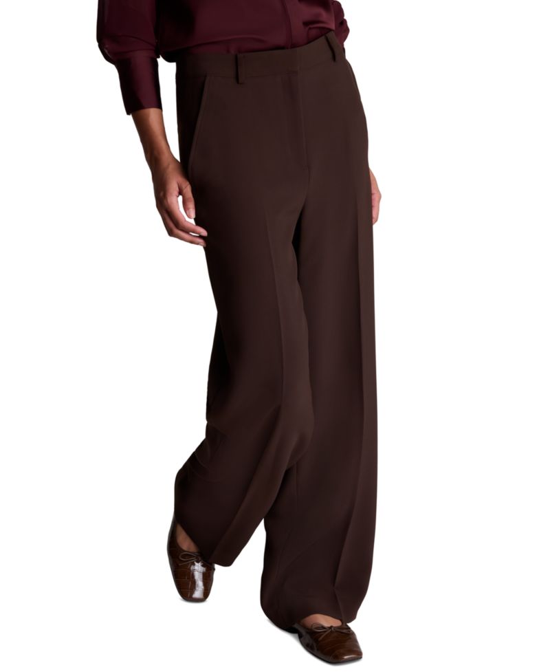Women's Fly Front High Rise Slash Pocket Wide Leg