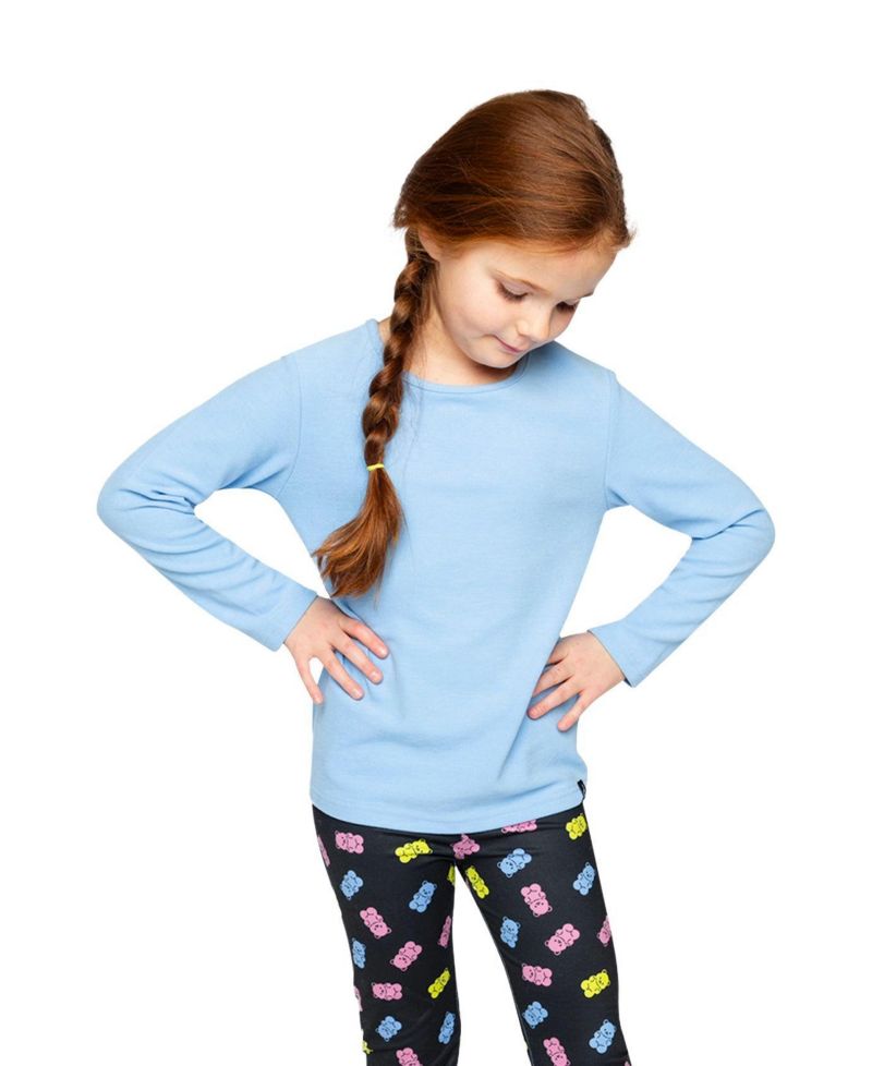 Little and Big Girl 6-14 Brushed Rib Crew Neck Top