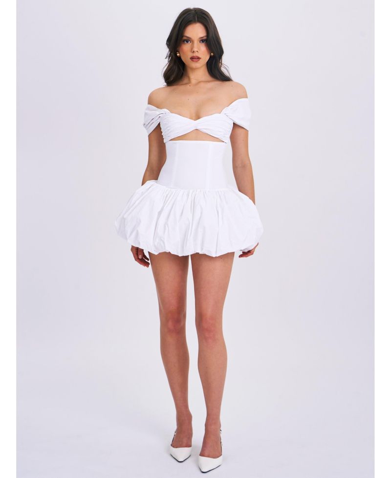 Women's Umika White Bubble Hem Mini Dress