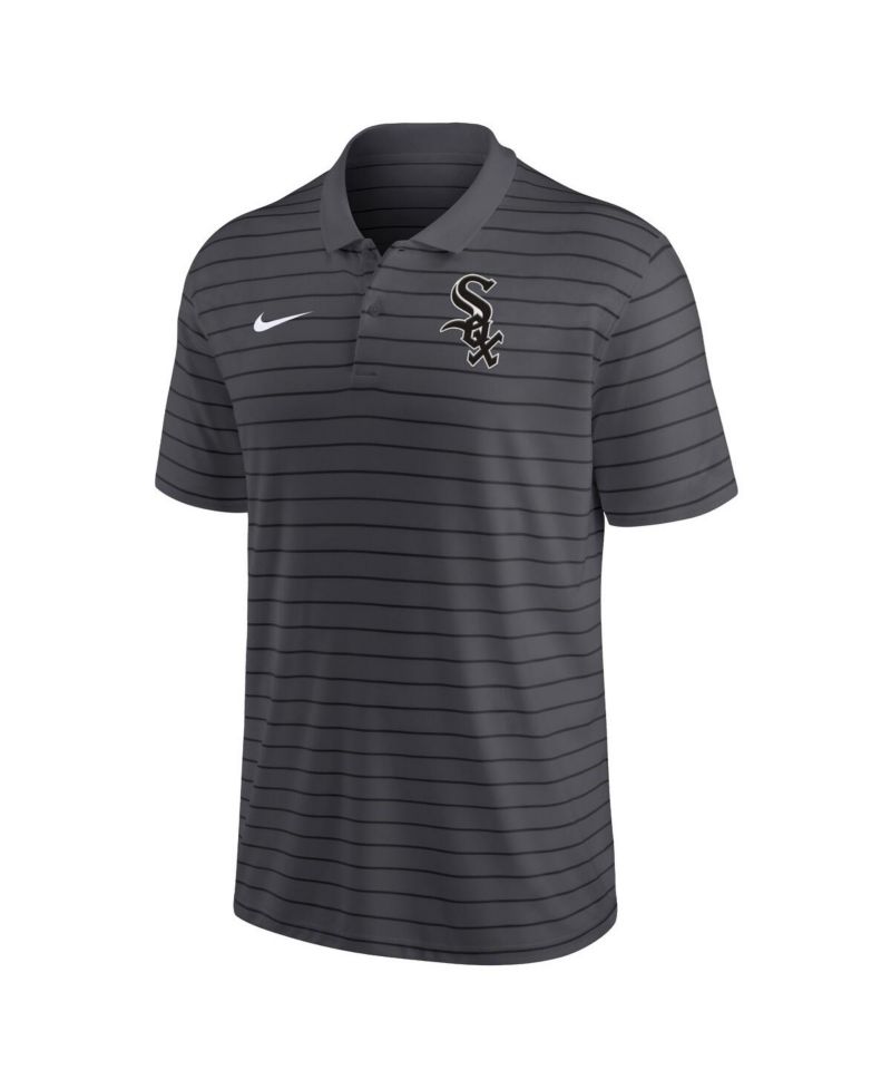 Men's Charcoal Chicago White Sox Authentic Collection Victory Striped Performance Polo Shirt