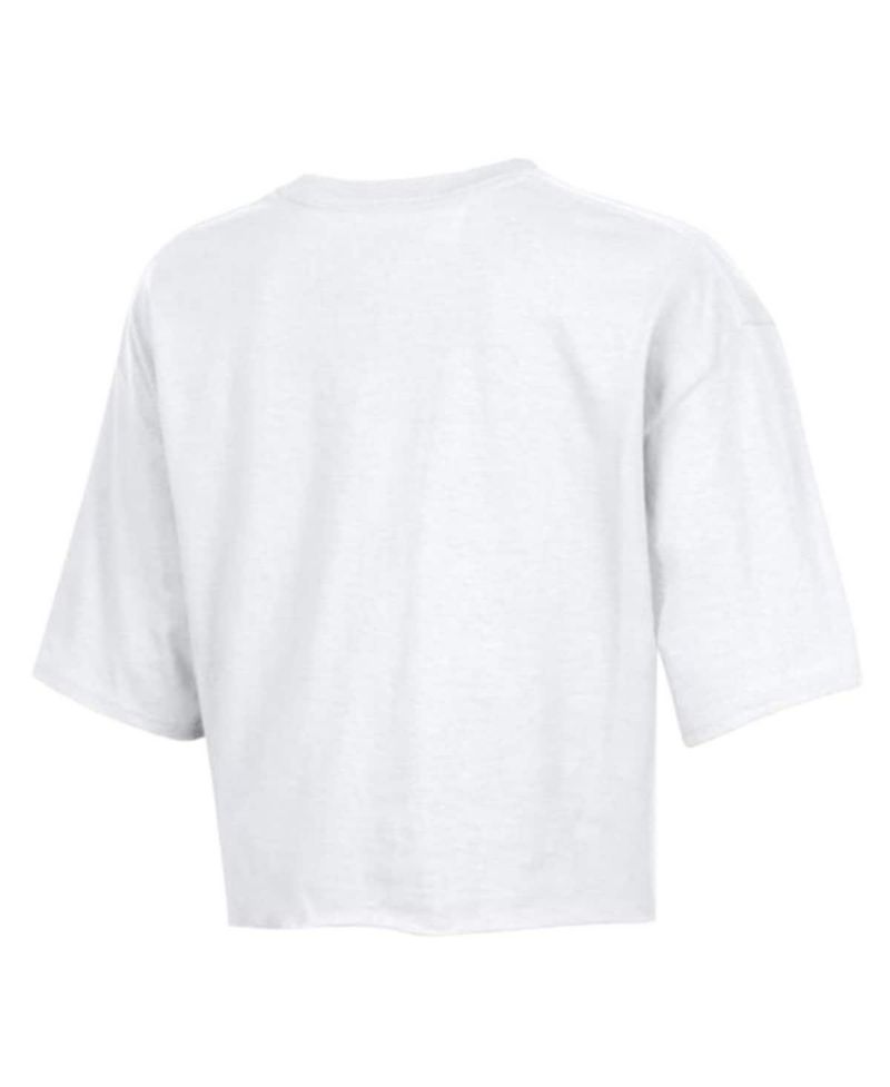 Women's White Buffalo Bills Boyfriend Cropped T-Shirt