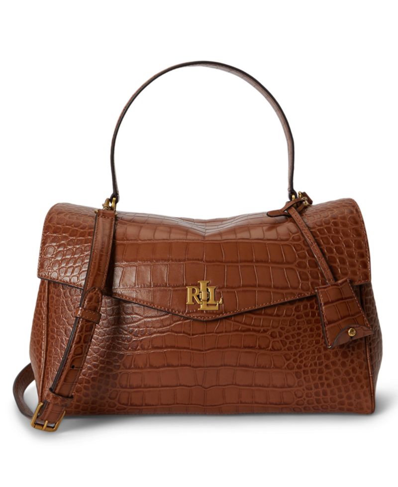 Farrah Soft Embossed Medium Leather Satchel Handbag