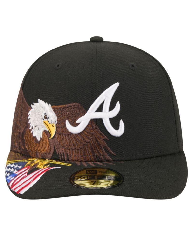 Men's Black Atlanta Braves Americana Bald Eagle Pre-Curved 59FIFTY Fitted Hat